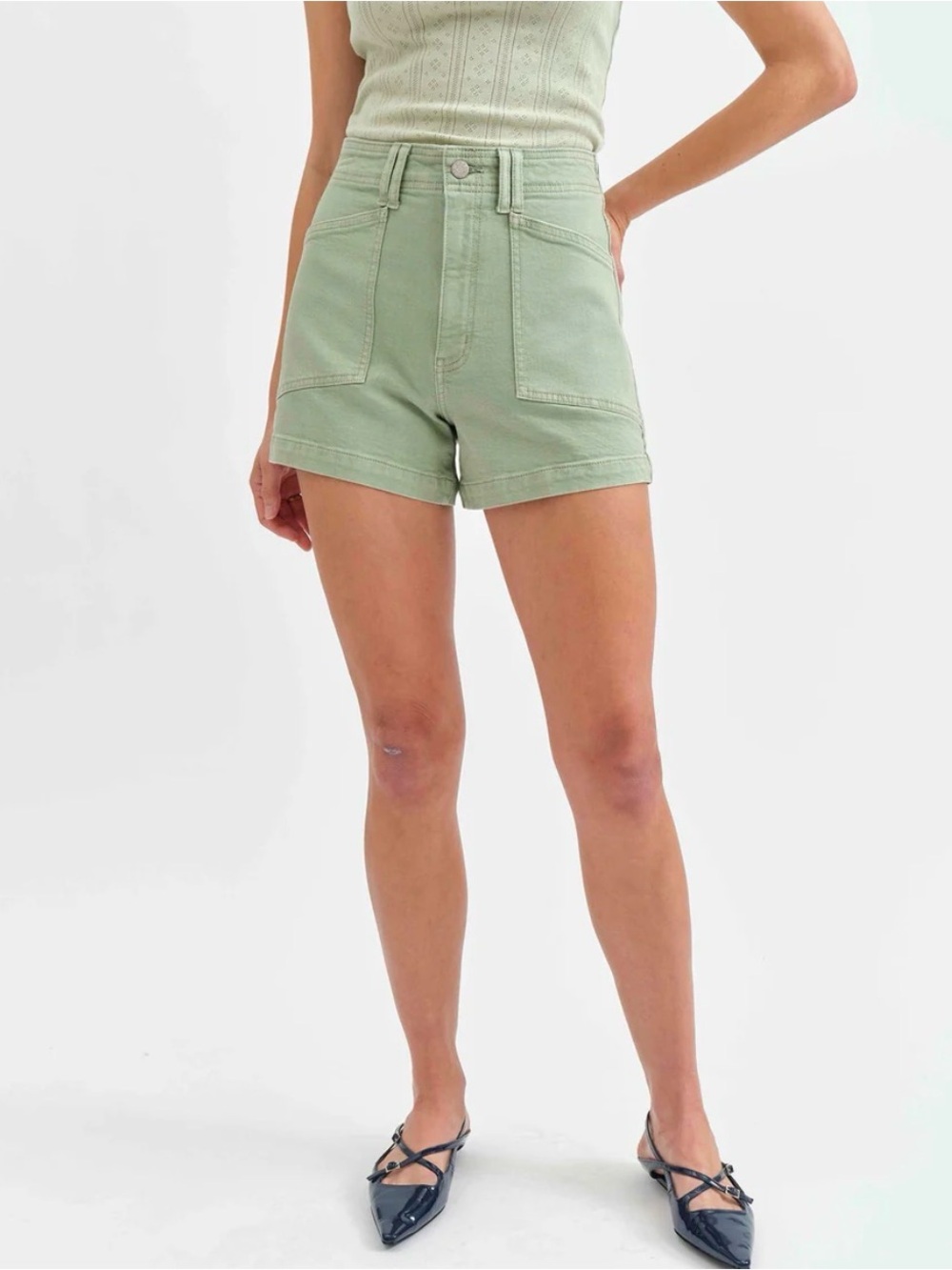 DAZE Valley Girl Shorts High Rise Sz 29 Pistachio Green